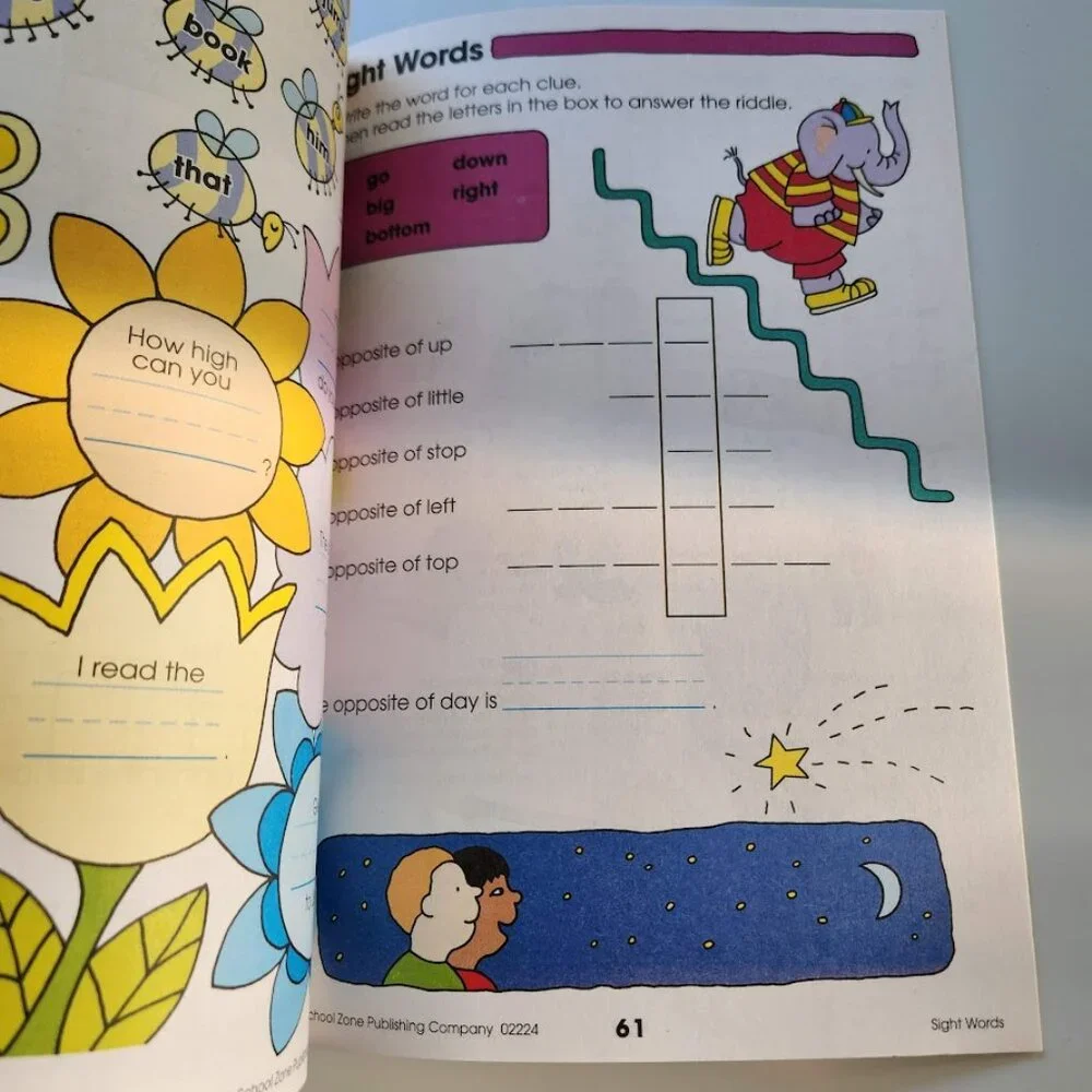 NEW School Zone Spelling Puzzles 1-2 Activity Workbook Book 64 Pages 1st Grade